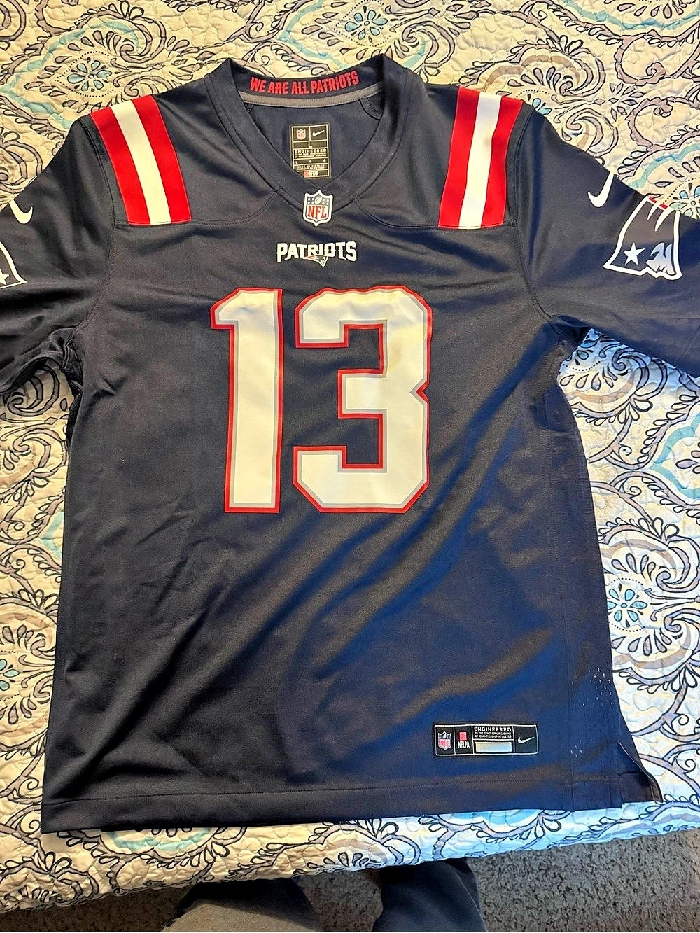 Nike New England Patriots Mack Hollins Game Jersey #13 Jersey Large